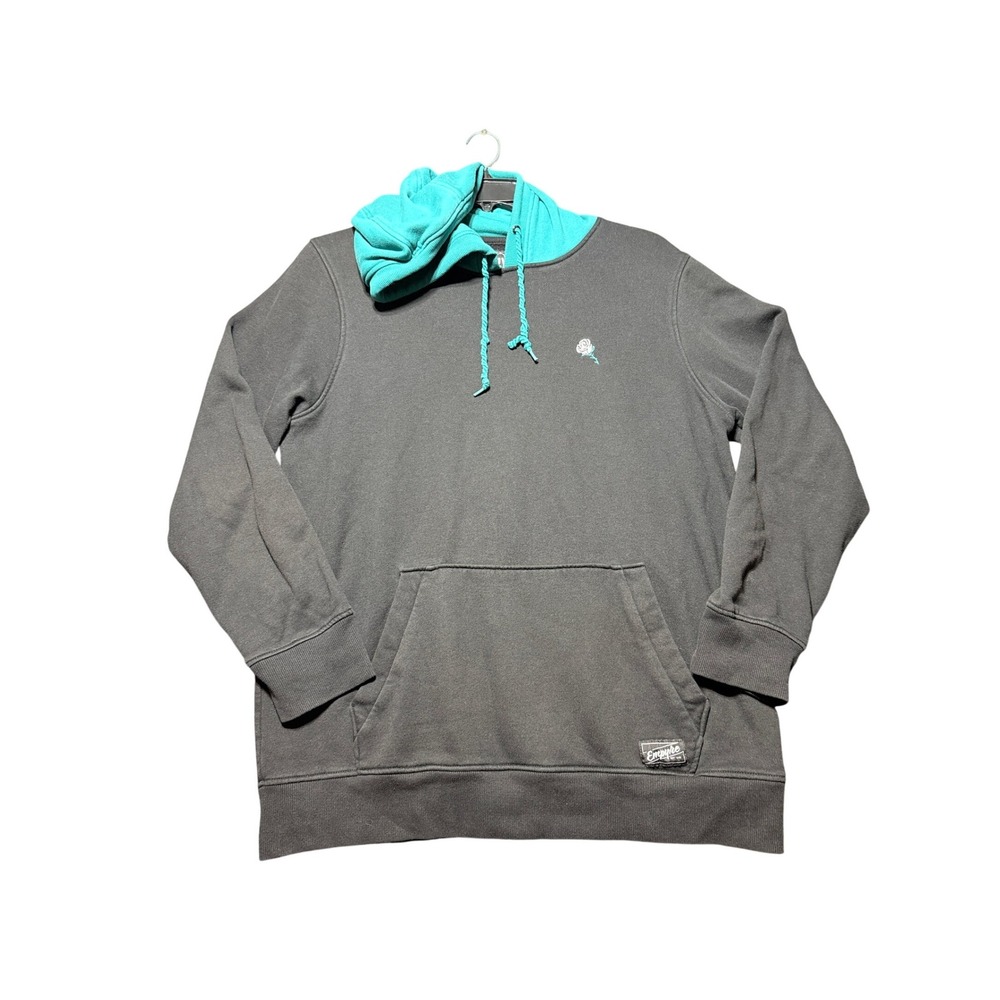 Empyre Hoodie‎ Mens L Gray Excellent Rose Graphic Teal Hood Pullover
